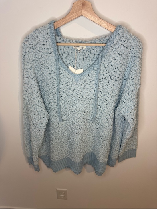 Miracle Sweaters - NWT Miracle Brand Light Blue Popcorn Knit Hooded Sweater| S/M Cotton Blend